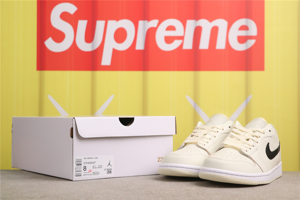 USD$35 Air Jordan 1 Low Coconut Milk DC0774-121 椰奶白黑钩子 Size 36-46
