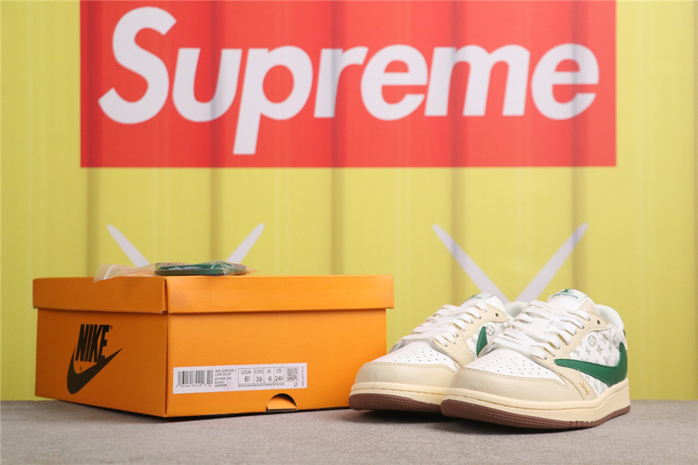 USD$40 Air Jordan 1 Low SE ZX1988-300 米黄绿LV Size 36-45（36 36.5 37.5 38 38.5 39 40 40.5 41 42 42.5 4