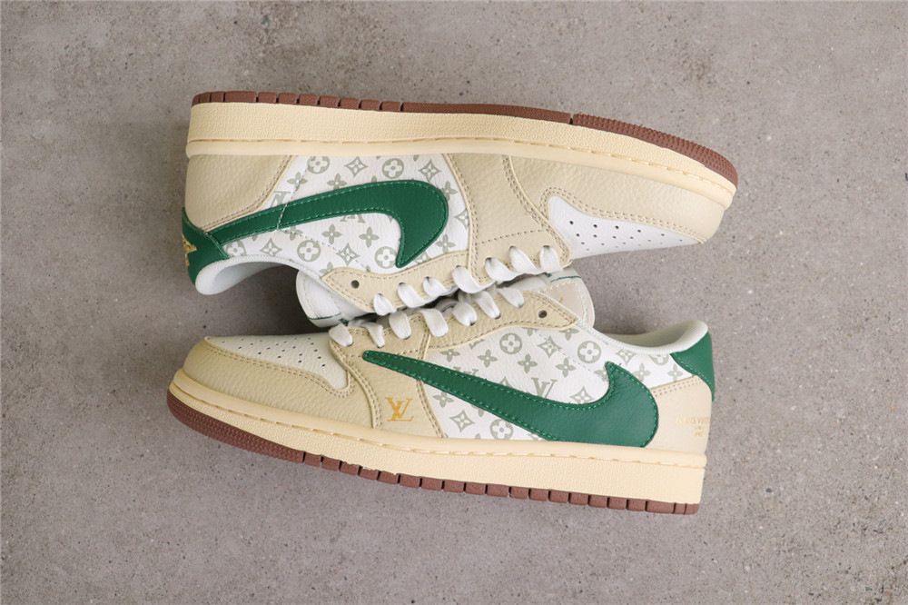 USD$40 Air Jordan 1 Low SE ZX1988-300 米黄绿LV Size 36-45（36 36.5 37.5 38 38.5 39 40 40.5 41 42 42.5 4