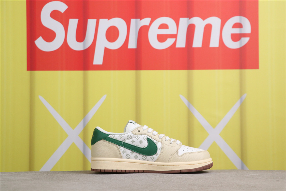 USD$40 Air Jordan 1 Low SE ZX1988-300 米黄绿LV Size 36-45（36 36.5 37.5 38 38.5 39 40 40.5 41 42 42.5 4