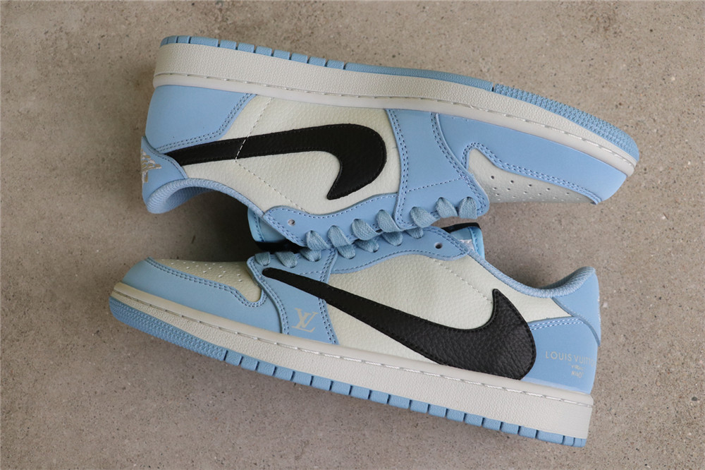 USD$40 Air Jordan Travis Scott x Air Jordan 1 Low DM7866-107 LV灰蓝 Size 36-46