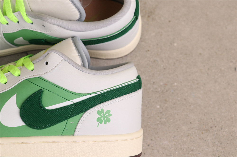 USD$44 Air Jordan 1 Low SE FZ5046-041 双钩白绿四叶草 Size 36-46（ 36 36.5 37.5 38 38.5 39 40 40.5 41 42 42.