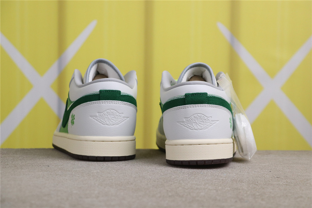 USD$44 Air Jordan 1 Low SE FZ5046-041 双钩白绿四叶草 Size 36-46（ 36 36.5 37.5 38 38.5 39 40 40.5 41 42 42.
