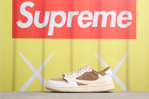 USD$44 Air Jordan TRAVIS SCOTT X Air Jordan 1 Low OG SAILSHY PINK DM7866-106 米黄棕 Size 36-46