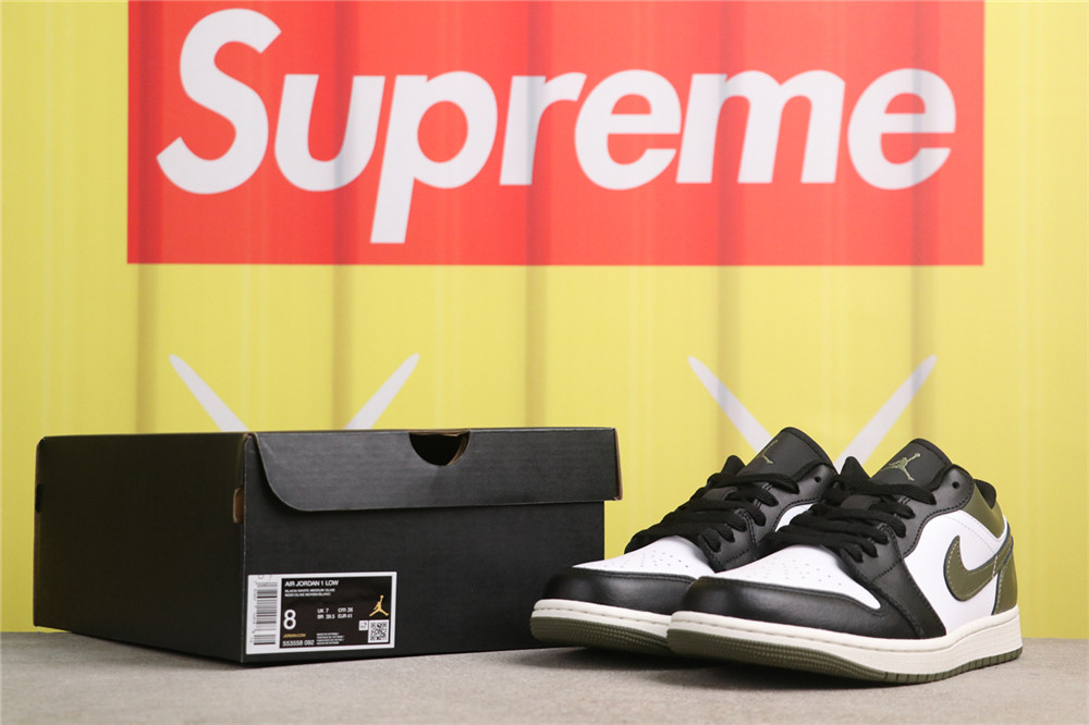 USD$48 Air Jordan 1 Low 553558-092 黑绿脚趾 Size 35.5-46（35.5 36 36.5 37.5 38 38.5 39 40 40.5 41 42 42.