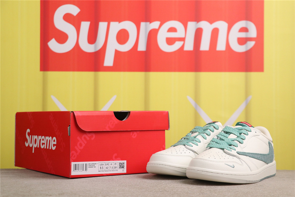USD$53 Air Jordan 1 Low JH6088-706 Supreme白草牛仔 Size 36-45（ 36 36.5 37.5 38 38.5 39 40 40.5 41 42 42