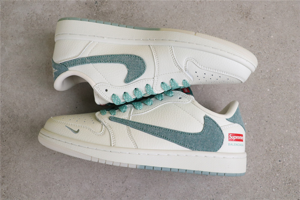 USD$53 Air Jordan 1 Low JH6088-706 Supreme白草牛仔 Size 36-45（ 36 36.5 37.5 38 38.5 39 40 40.5 41 42 42