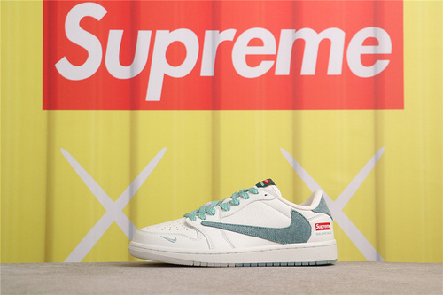 USD$53 Air Jordan 1 Low JH6088-706 Supreme白草牛仔 Size 36-45（ 36 36.5 37.5 38 38.5 39 40 40.5 41 42 42
