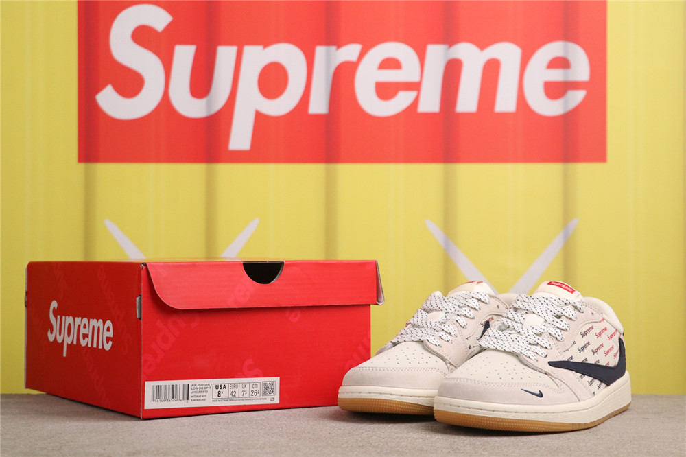 USD$53 Air Jordan 1 Low OG SP JH6088-613 Supreme印花灰黑 Size 36-45