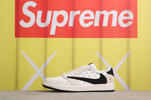 USD$53 Air Jordan 1 Low OG SP SJ2068-106 古驰印花灰黑 Size 36-45（ 36 36.5 37.5 38 38.5 39 40 40.5 41 42 4