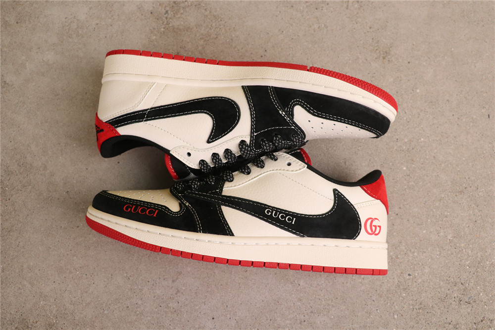 USD$53 Air Jordan 1 Low OG SP XY2688-123 古驰印花白黑红 Size 36-45（ 36 36.5 37.5 38 38.5 39 40 40.5 41 42