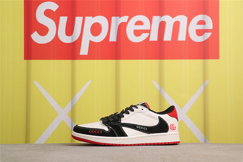 USD$53 Air Jordan 1 Low OG SP XY2688-123 古驰印花白黑红 Size 36-45（ 36 36.5 37.5 38 38.5 39 40 40.5 41 42