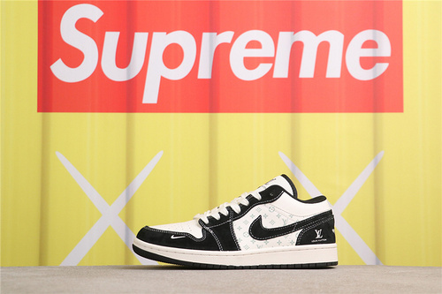 USD$53 Air Jordan 1 Low SJ9950-001 LV印花黑白 Size 36-45（36 36.5 37.5 38 38.5 39 40 40.5 41 42 42.5 43