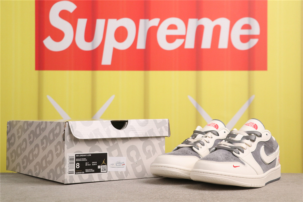 USD$53 Air Jordan 1 Low SJ9950-039 北面米灰反光钩 Size 36-45（ 36 36.5 37.5 38 38.5 39 40 40.5 41 42 42.5 4
