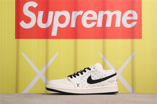 USD$53 Air Jordan 1 Low WG8850-009 LV印花米白 Size 36-45（36 36.5 37.5 38 38.5 39 40 40.5 41 42 42.5 43