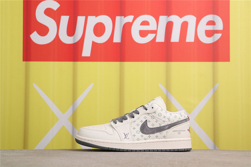 USD$53 Air Jordan 1 Low WG8850-010 LV印花米白 Size 36-45（36 36.5 37.5 38 38.5 39 40 40.5 41 42 42.5 43