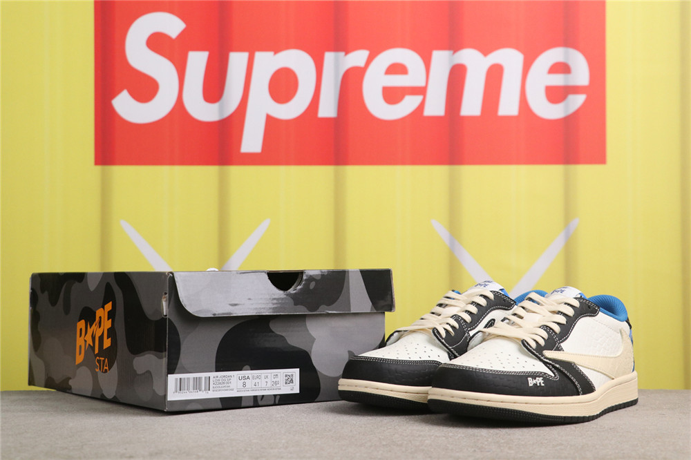 USD$57 Air Jordan 1 Low OG SP XZ2828-001 猿人头黑白蓝 Size 36-45