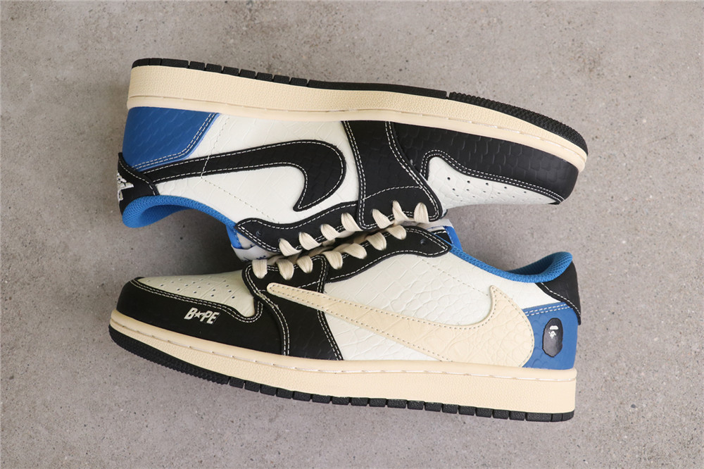 USD$57 Air Jordan 1 Low OG SP XZ2828-001 猿人头黑白蓝 Size 36-45