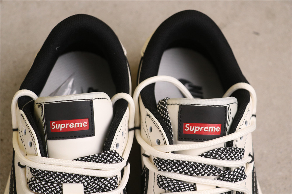 USD$57 Air Jordan Jordan Air Jordan 1 Low OG SP SJ0086-134 绑带Supreme米黑双拼底 Size 36-45