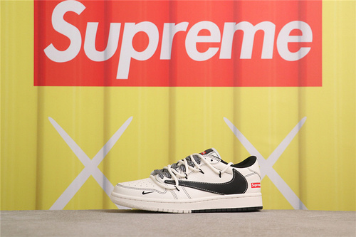 USD$57 Air Jordan Jordan Air Jordan 1 Low OG SP SJ0086-134 绑带Supreme米黑双拼底 Size 36-45