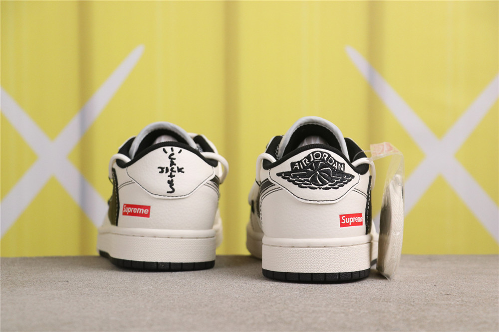 USD$57 Air Jordan Jordan Air Jordan 1 Low OG SP SJ0086-134 绑带Supreme米黑双拼底 Size 36-45