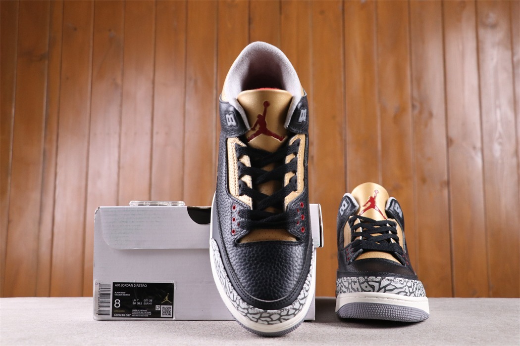 US$57 Air Jordan 3 Black Gold CK9246-067 Size 36-47.5