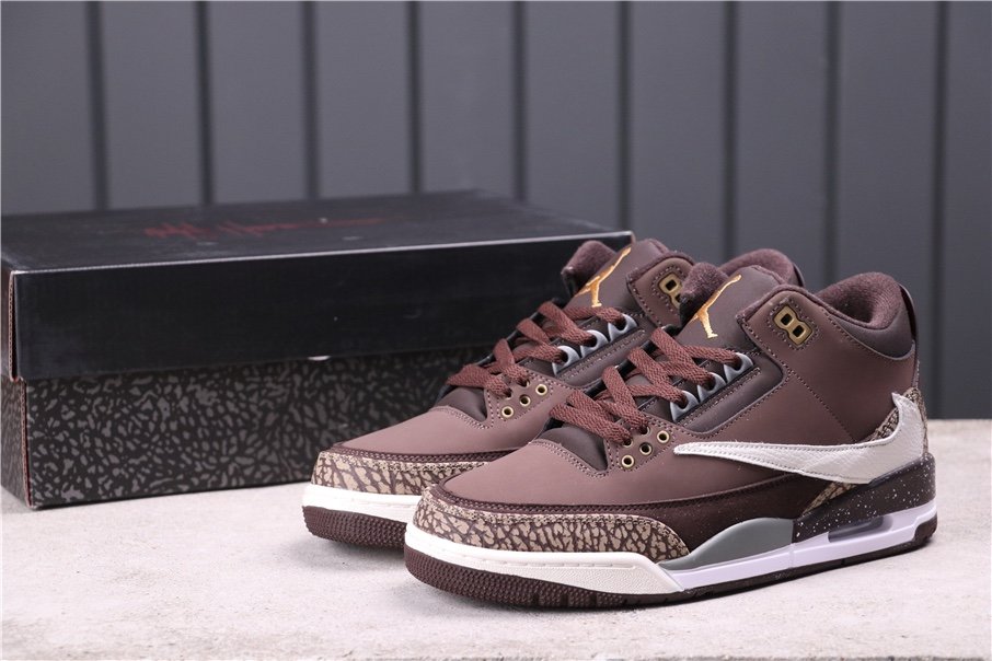 62USD Air Jordan 3 Tinker NRG Gold Beige Dark Brown 854262-609 36-46