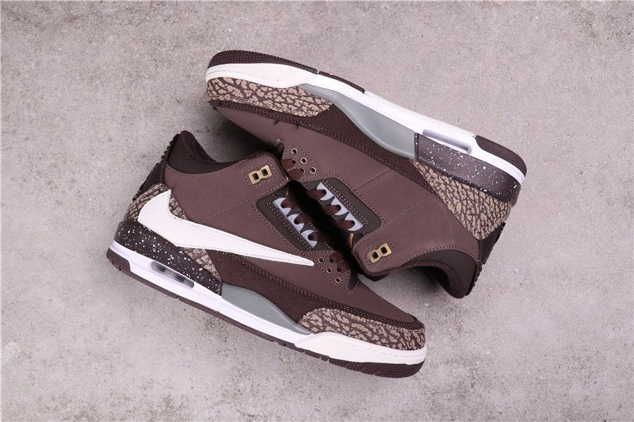 62USD Air Jordan 3 Tinker NRG Gold Beige Dark Brown 854262-609 36-46