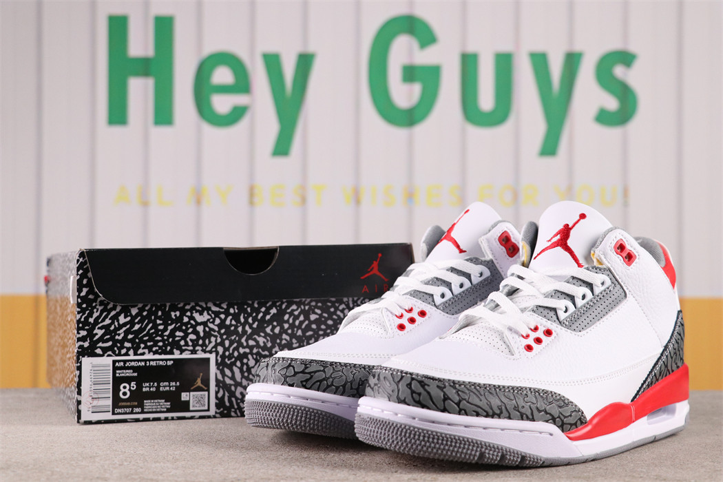 US$33 Air Jordan 3 Fire Red DN3707-160 Size 36-46
