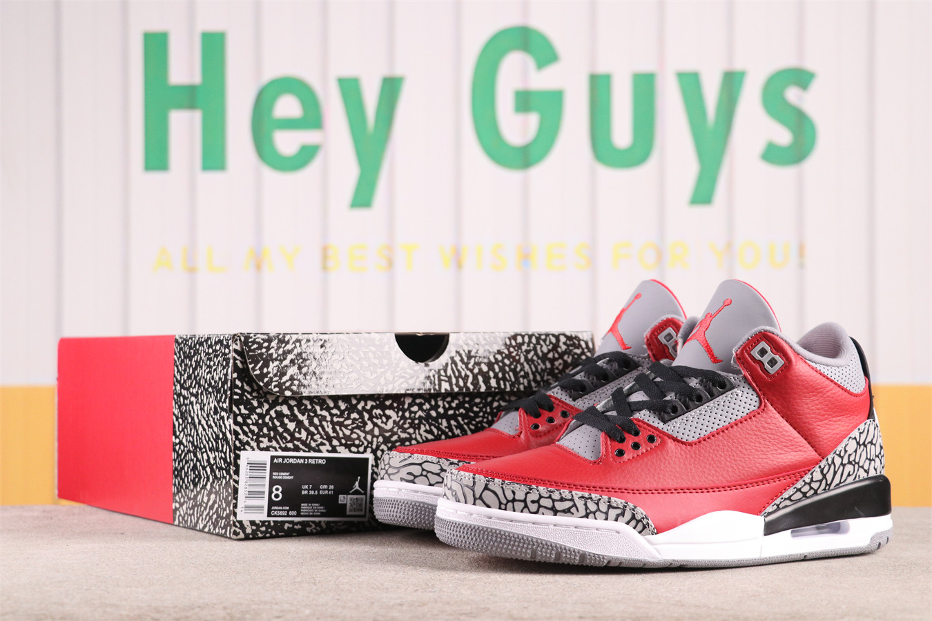 US$44 Air Jordan 3Red Cement CK5692-600 Size 36-47.5