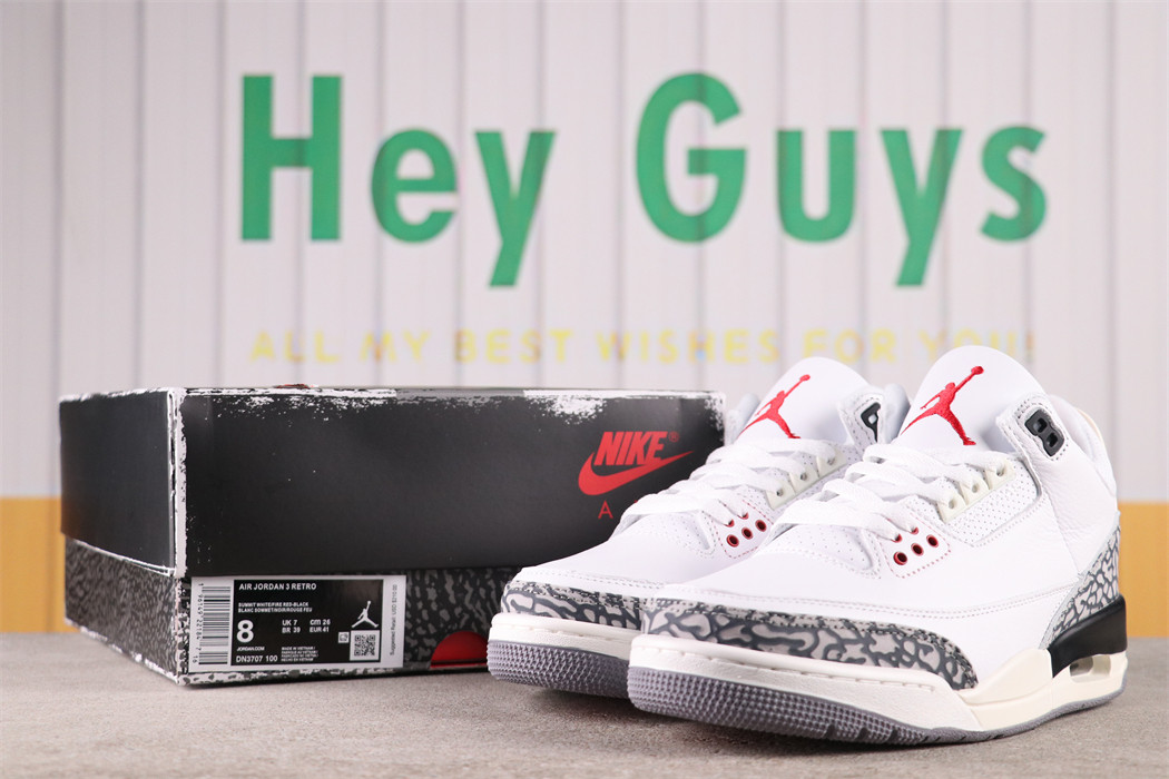 US$66 Air Jordan 3 White Cement Reimagined Sku DN3707-100 Size 36-47.5