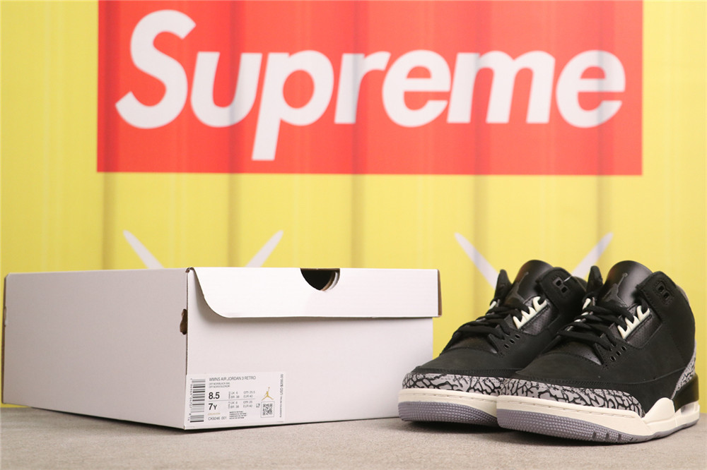 US$70 Air Jordan 3 Off Noir CK9246-001 小黑水泥 Size 40-47.5 (40 40.5 41 42 42.5 43 44 44.5 45 46 47.5）