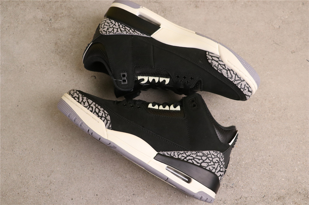 US$70 Air Jordan 3 Off Noir CK9246-001 小黑水泥 Size 40-47.5 (40 40.5 41 42 42.5 43 44 44.5 45 46 47.5）