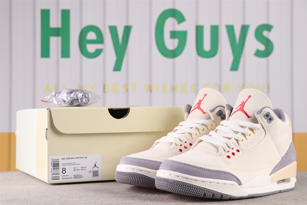US$75 Air Jordan 3 Muslin SKU DH7139-100 Size 40-47.5