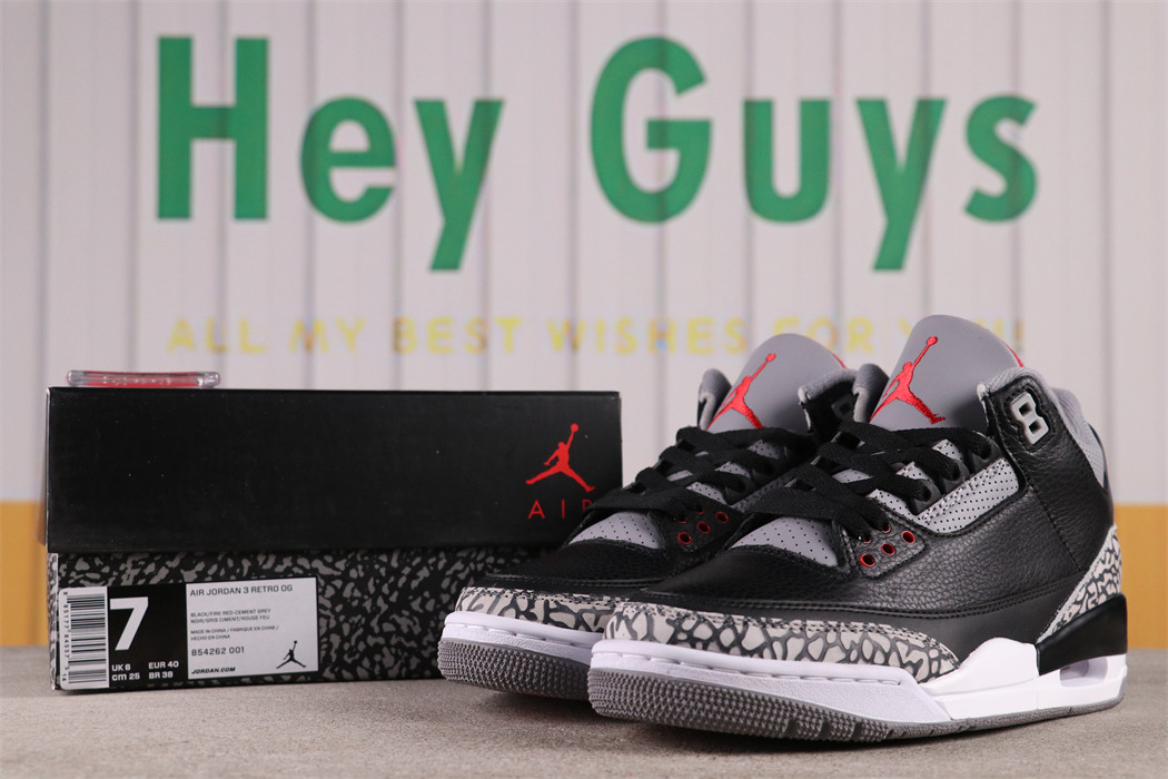 US$75 Air Jordan 3 OG Black Cement 854262-001 Size 40-47.5