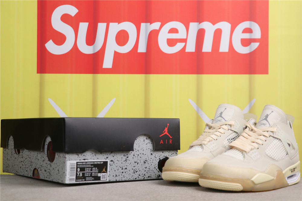 US$48 Air Jordan Off-White x Air Jordan 4 SP Sail CV9388-100 联名米黄 Size 36-47.5 ( 36 36.5 37.5 38 38 US$48 Air Jordan Off-White x Air Jordan 4 SP Sail CV9388-100 联名米黄 Size 36-47.5 ( 36 36.5 37.5 38 38