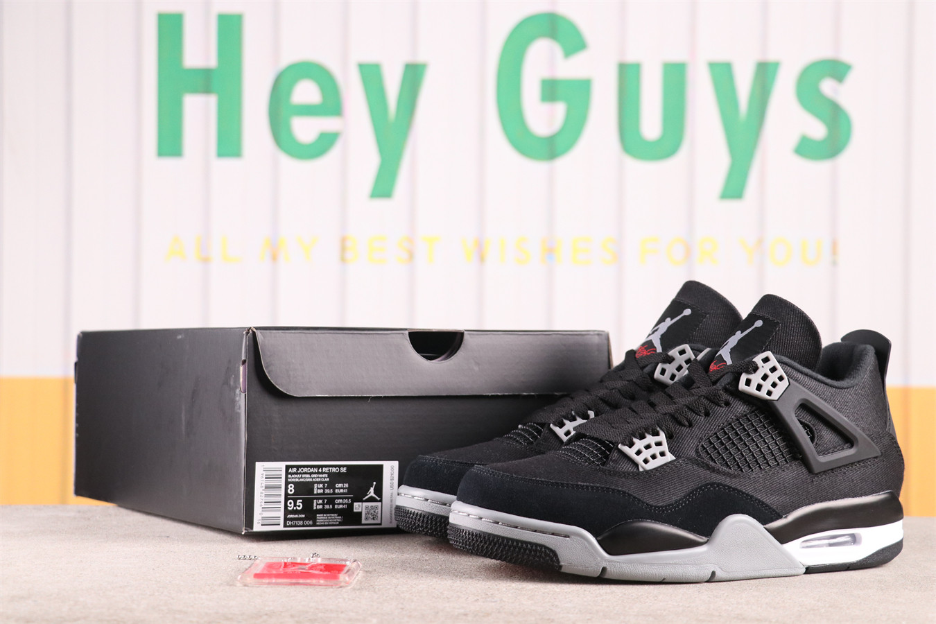 US$70 Air Jordan 4 Black Canvas DH7138-006 Size 40-47.5