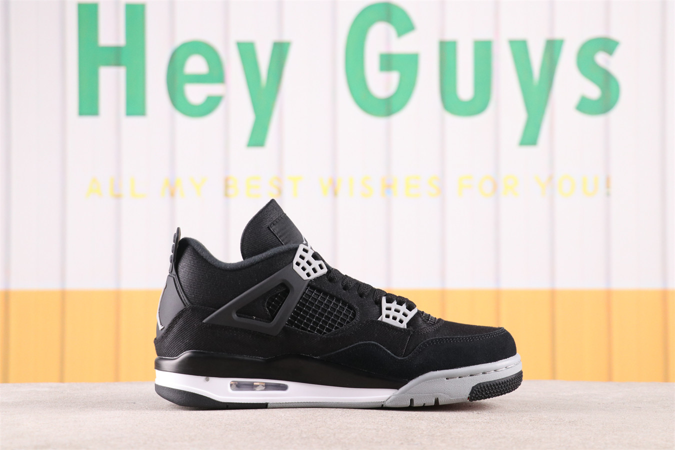 US$70 Air Jordan 4 Black Canvas DH7138-006 Size 40-47.5