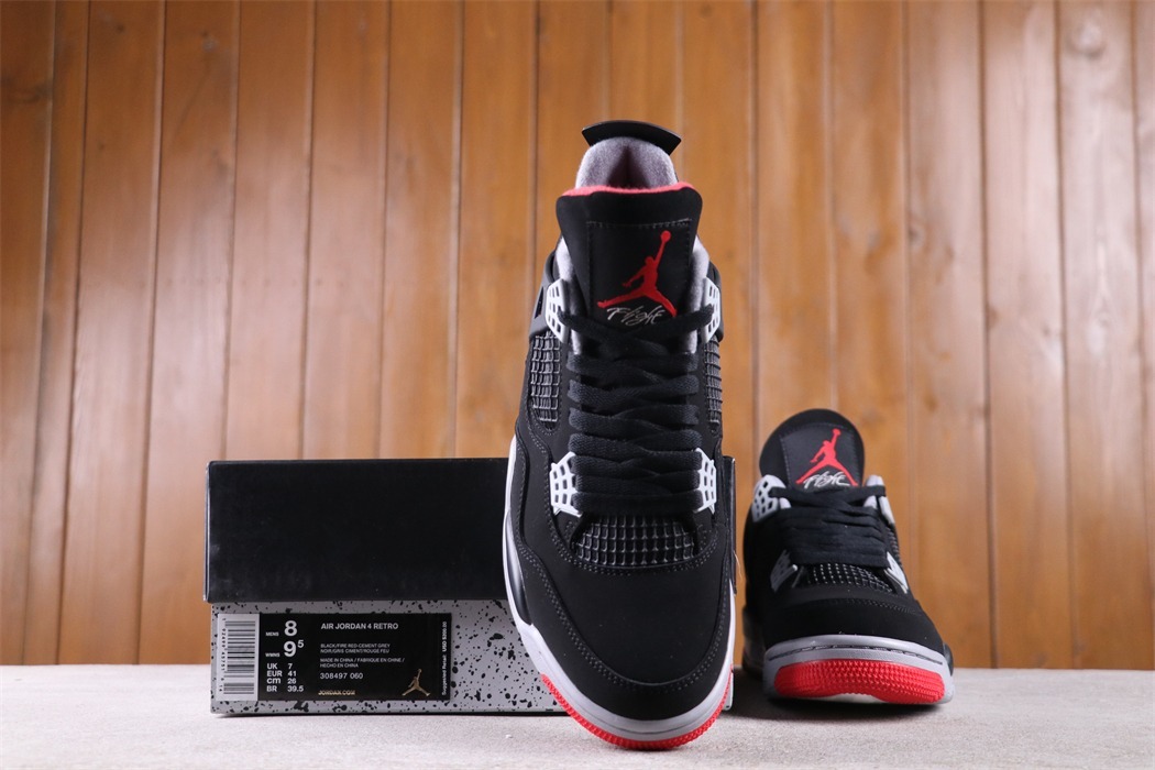 US$70 Air Jordan 4 Bred 308497-060 Size 36-47.5