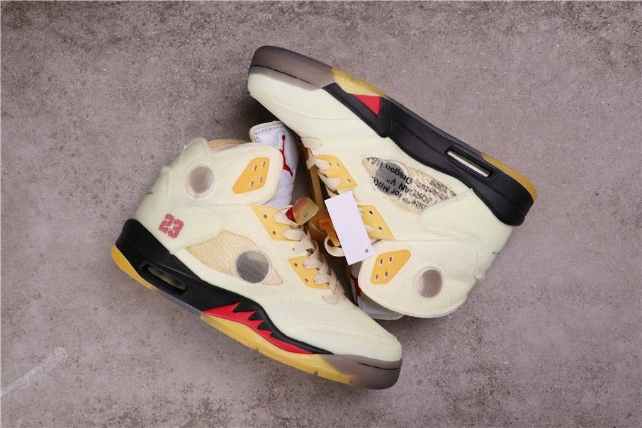 $100 OFF-WHITE x Air Jordan 5 Sail DH8565-100 Size 40-47.5