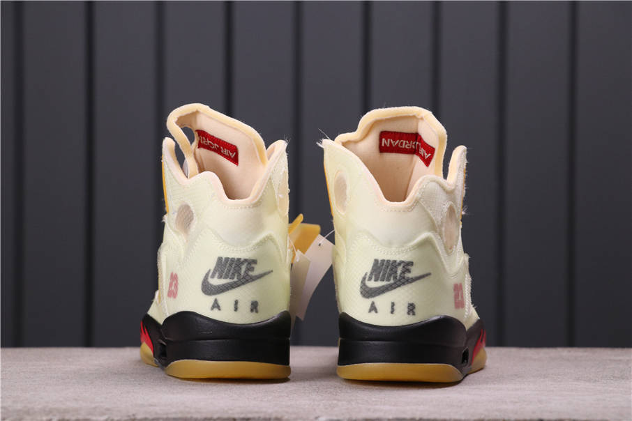 $100 OFF-WHITE x Air Jordan 5 Sail DH8565-100 Size 40-47.5