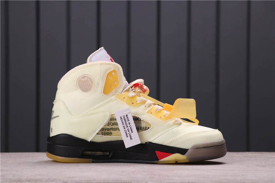 $100 OFF-WHITE x Air Jordan 5 Sail DH8565-100 Size 40-47.5
