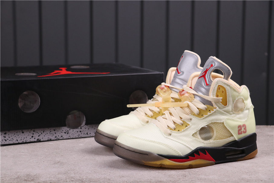 100USD AJ5 OFF-WHITE x Air Jordan 5 Sail DH8565-100 Size 40-47