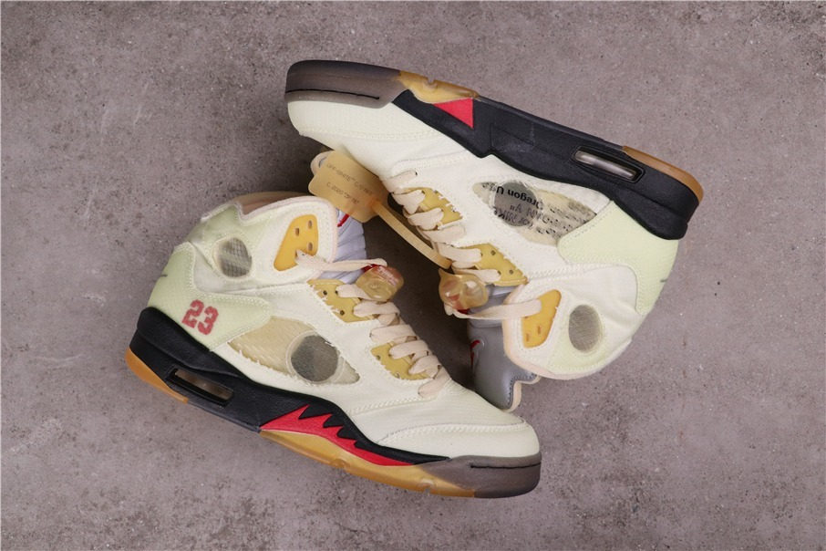 100USD AJ5 OFF-WHITE x Air Jordan 5 Sail DH8565-100 Size 40-47